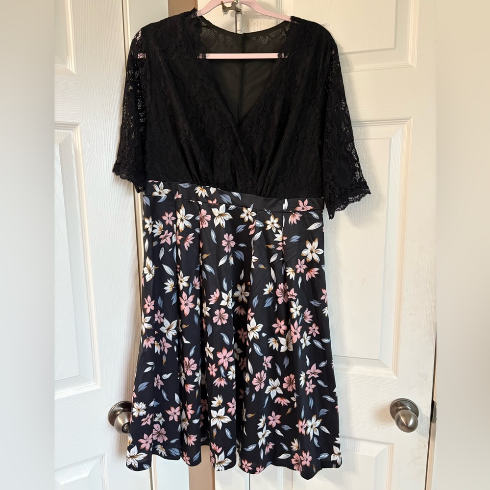 Black Lace and Floral Dress
